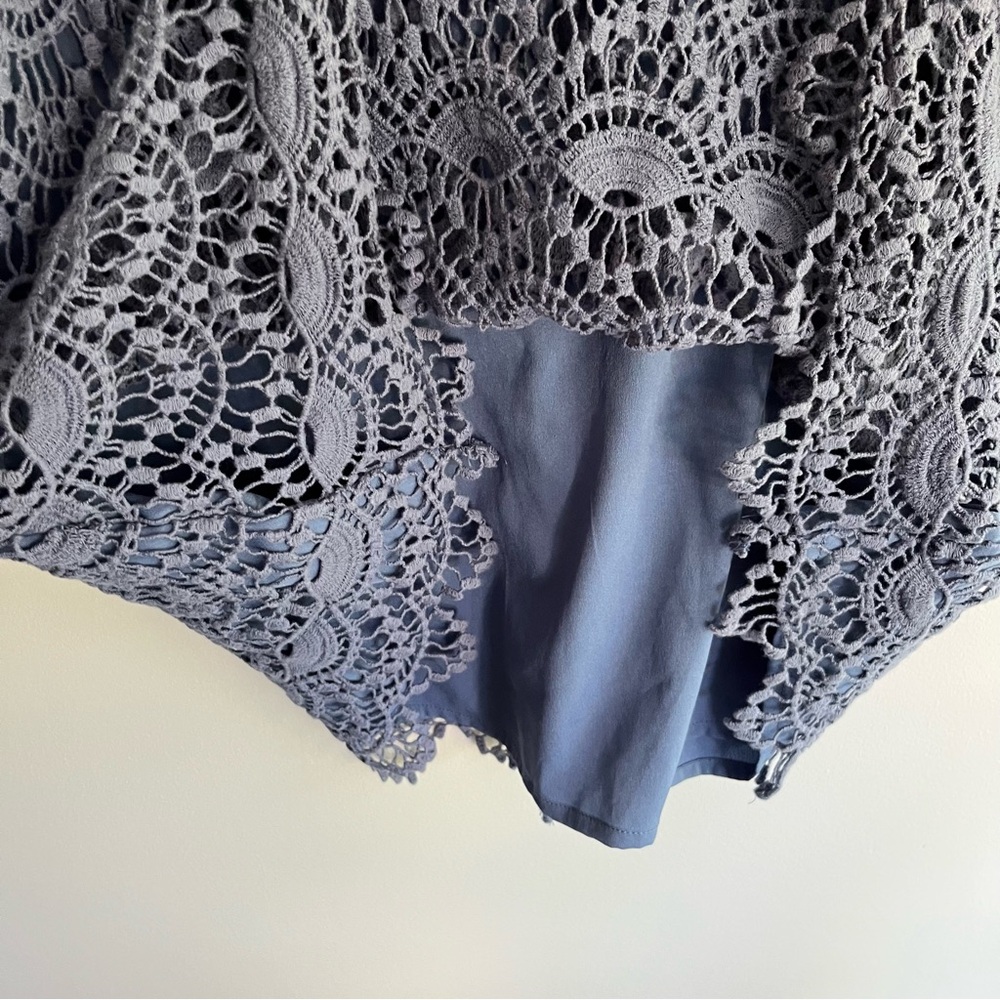 LOFT Blue Crochet Sleeveless Mini Dress size 16 - Picture 6 of 9